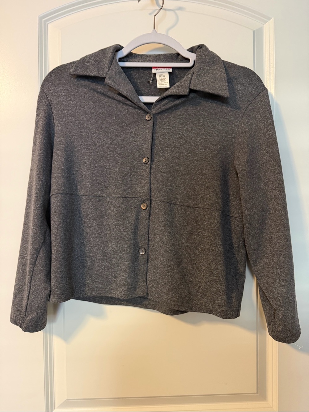 L.L. Bean Heathered Gray Button-Front Collared Jacket
